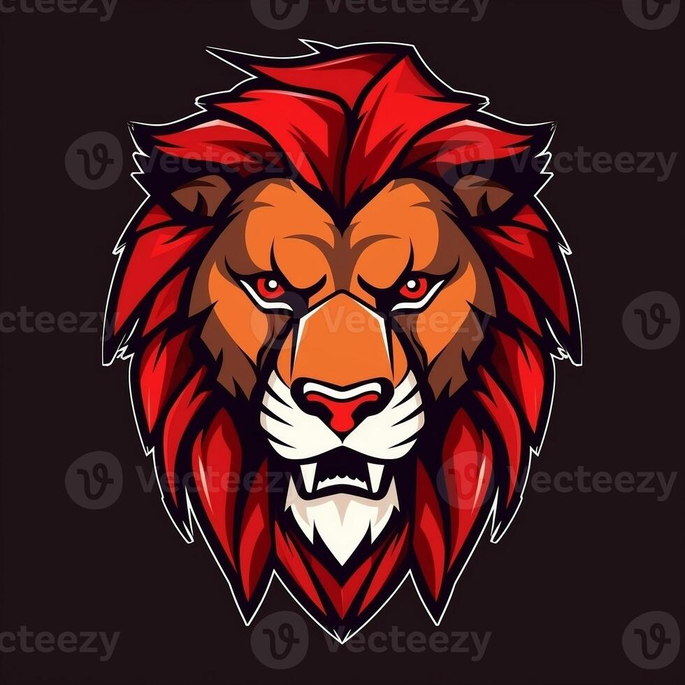 Lion face mascot flat vector illustration generative ai photo