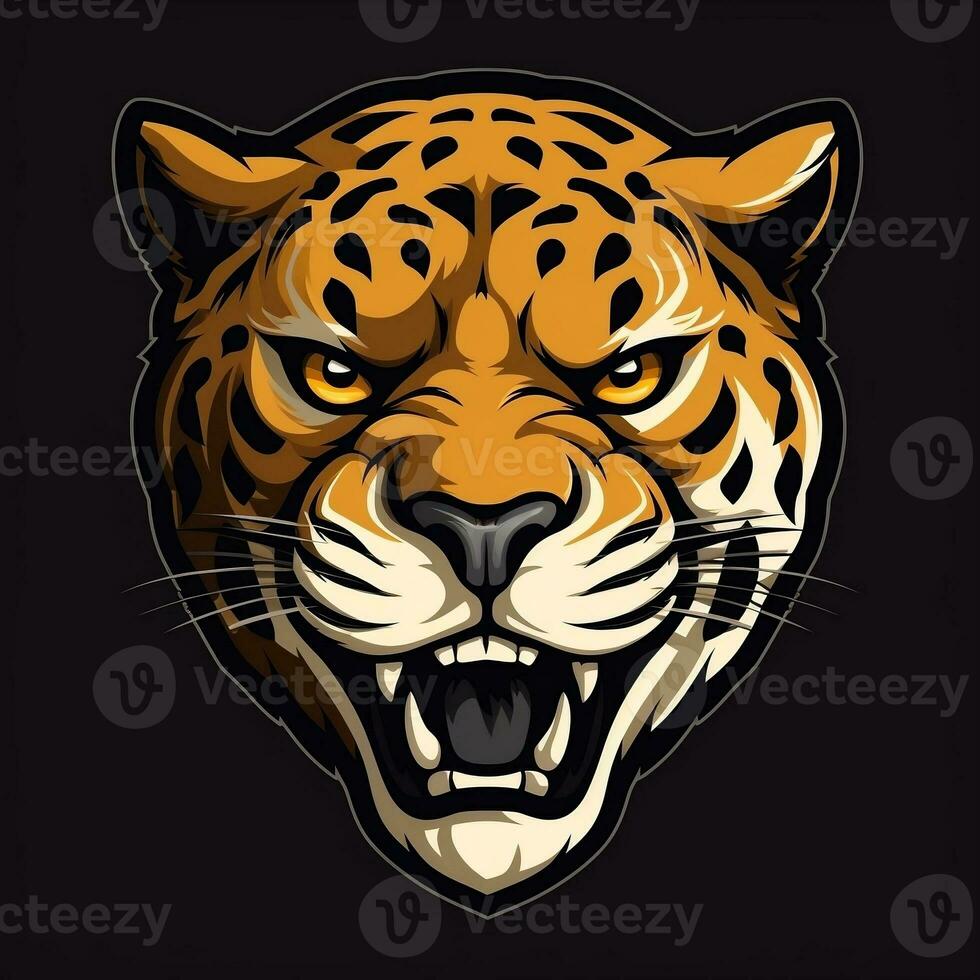 Jaguar head mascot esport logo vector illustration with isolated background generative ai photo