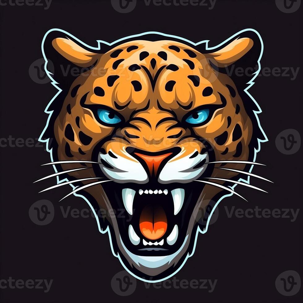 Jaguar head mascot esport logo vector illustration with isolated background generative ai photo