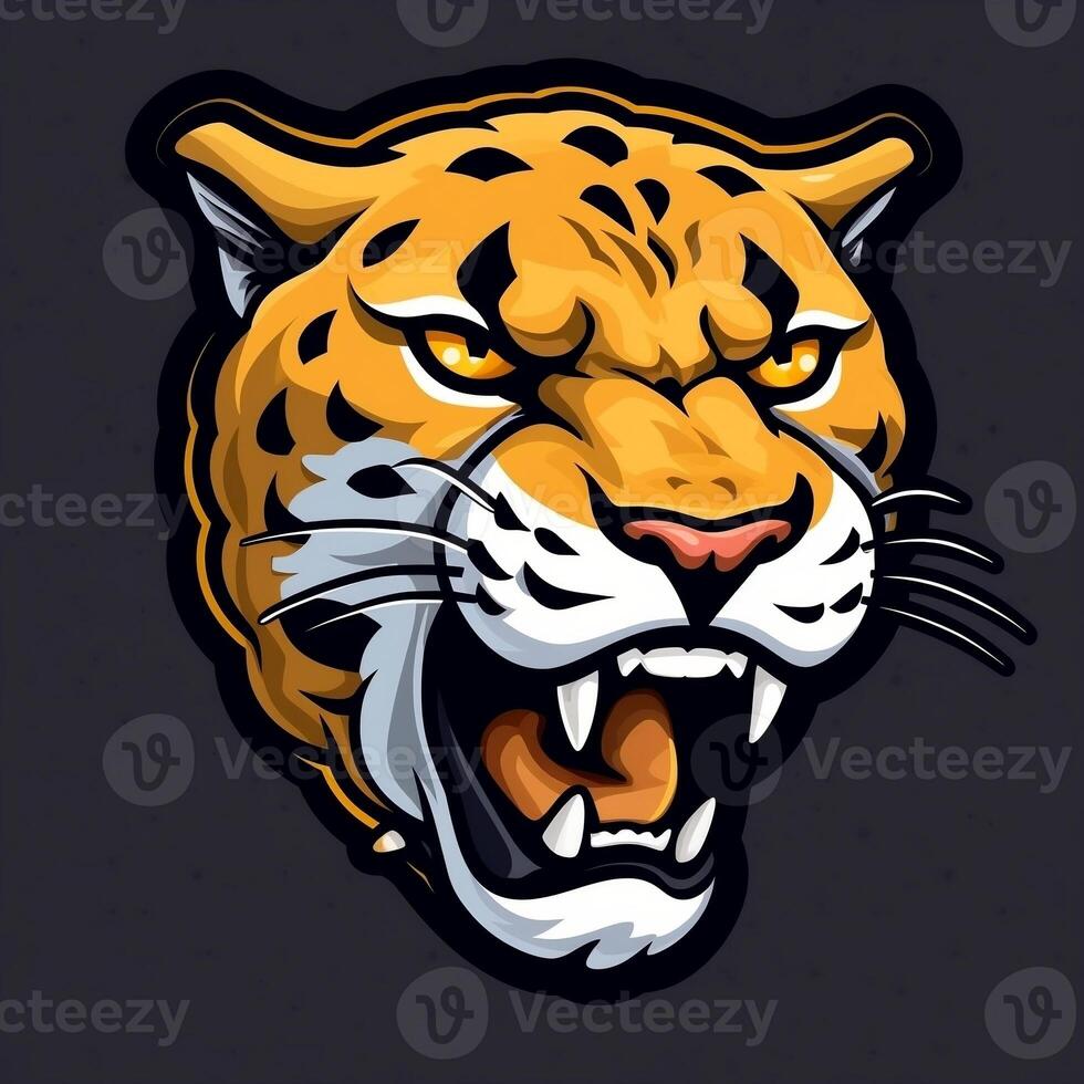 Jaguar head mascot esport logo vector illustration with isolated background generative ai photo