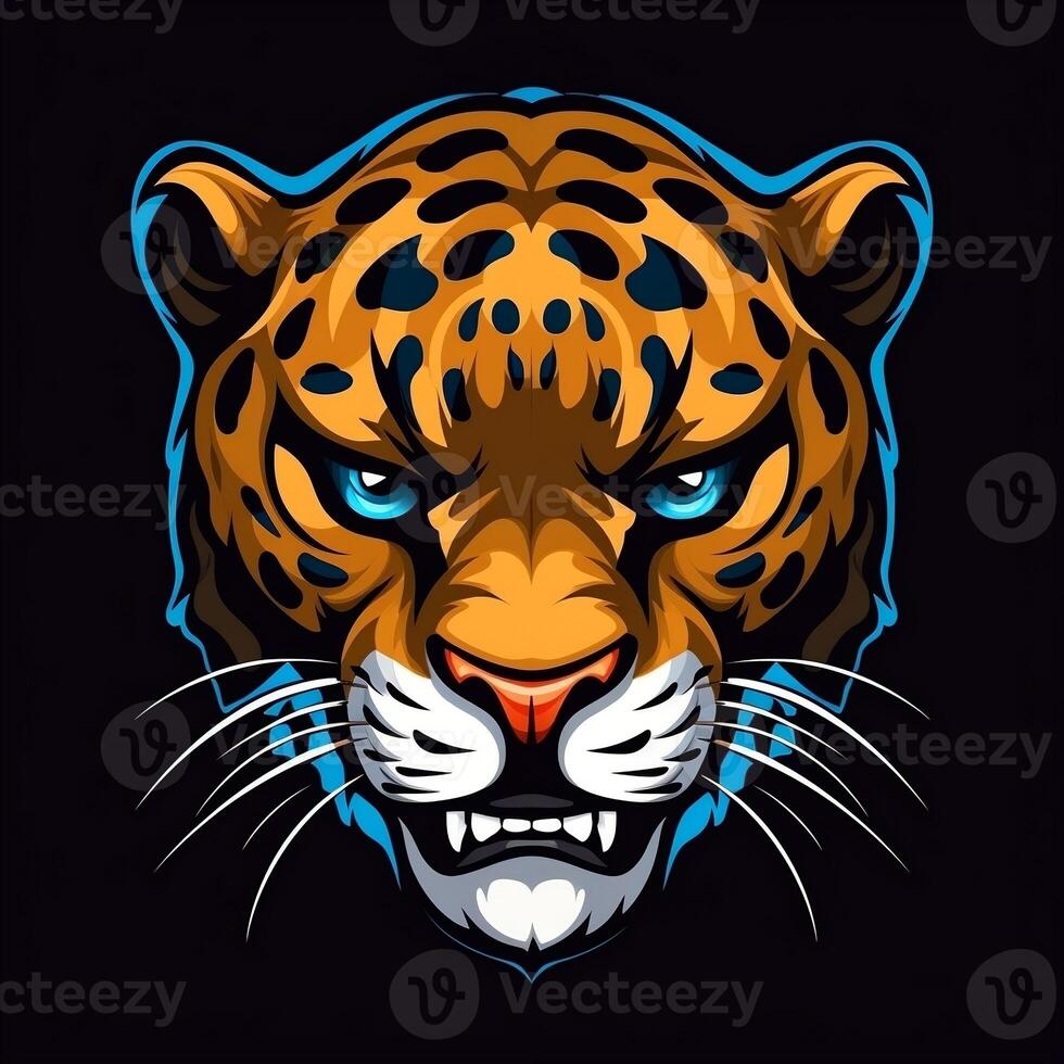 Jaguar head mascot esport logo vector illustration with isolated background generative ai photo