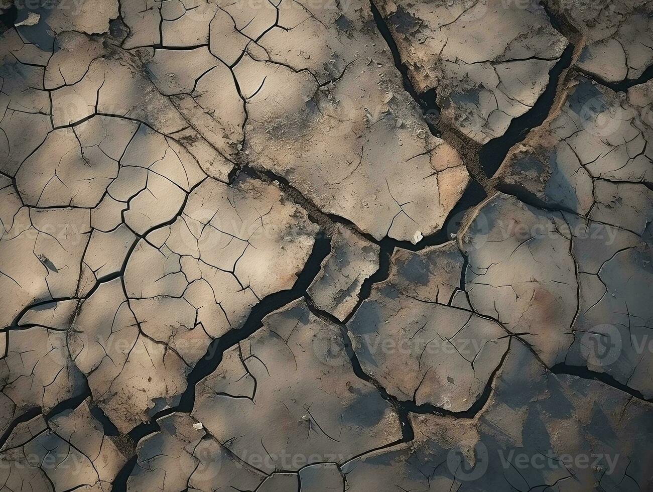 Ground cracks top view earthquake cracking holes ruined land surface