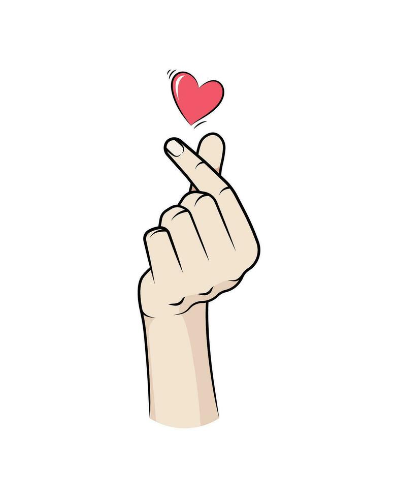 Korean love sign. Korea finger heart vector illustration