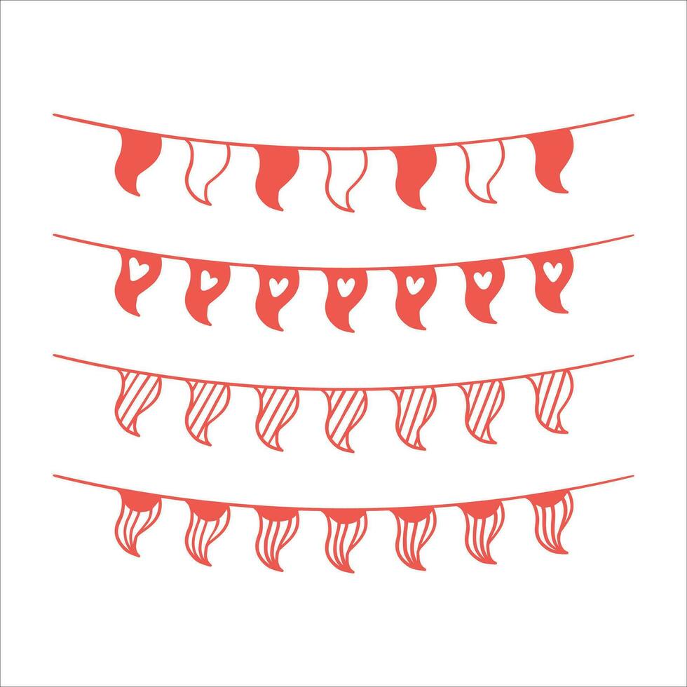 Indonesia flag on the ropes on white background. Indonesia Garland Flag, Indonesia Bunting Flag, Independence Day Indonesia Flag For Festival Poster Decoration Design. vector