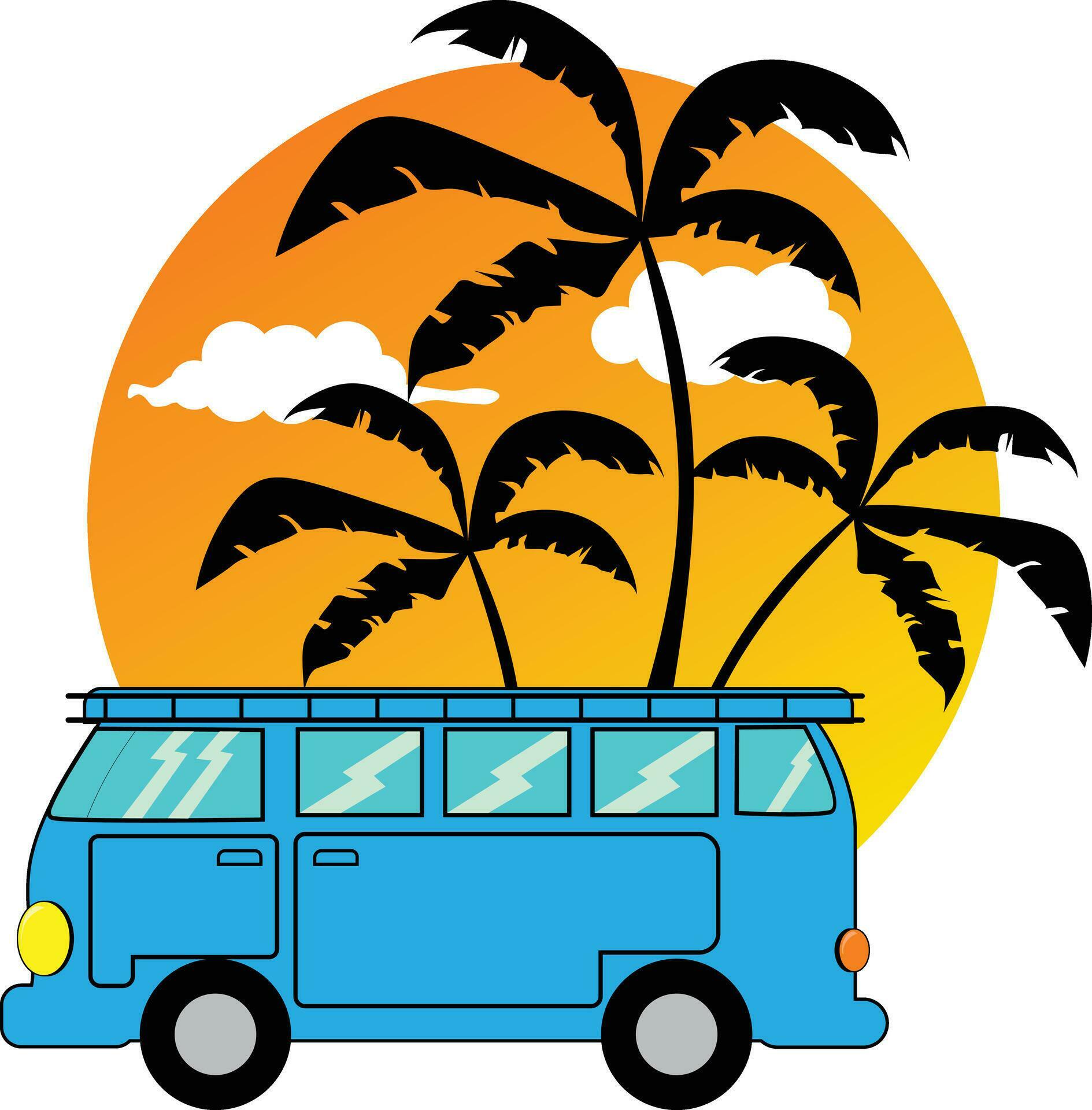 Retro mini vans truck summer 27213243 Vector Art at Vecteezy