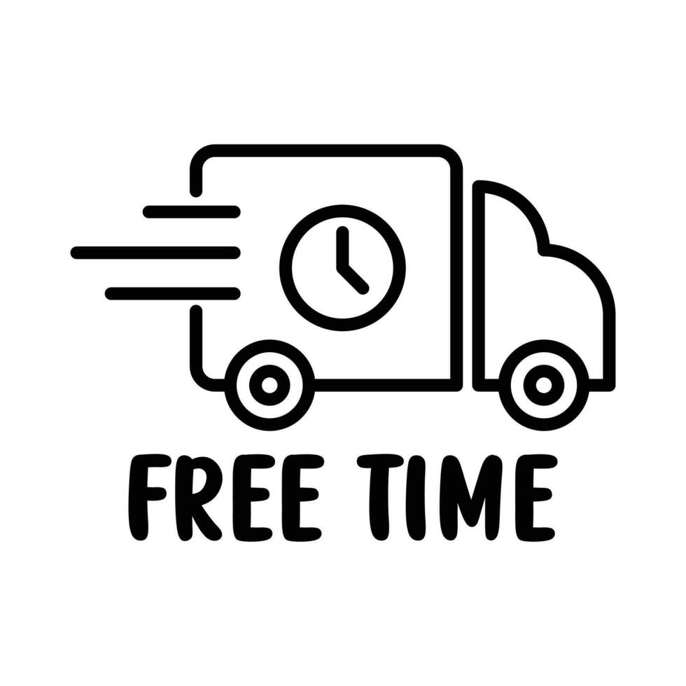 Free Time Icon, Time And Date Symbol, Calendar Icon, Spare, Hobby, Fast Delivery Truck, Transportation, User Interface, Shipment, Activities Vector Illustration