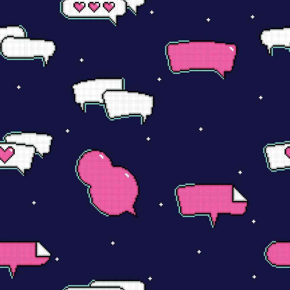Seamless pattern background with pixelated comic speech bubble chats Vector