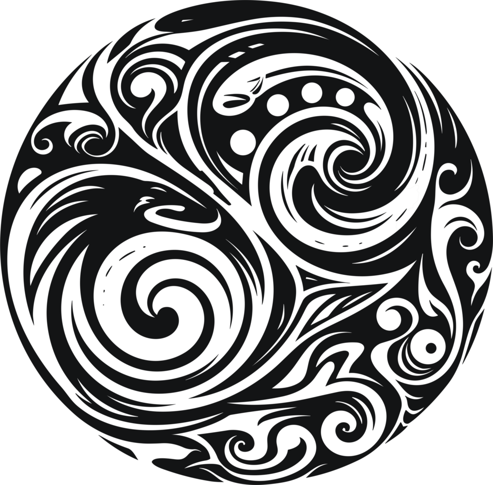 Maori tattoo ornament  ,Maori Taniwha ai generative png