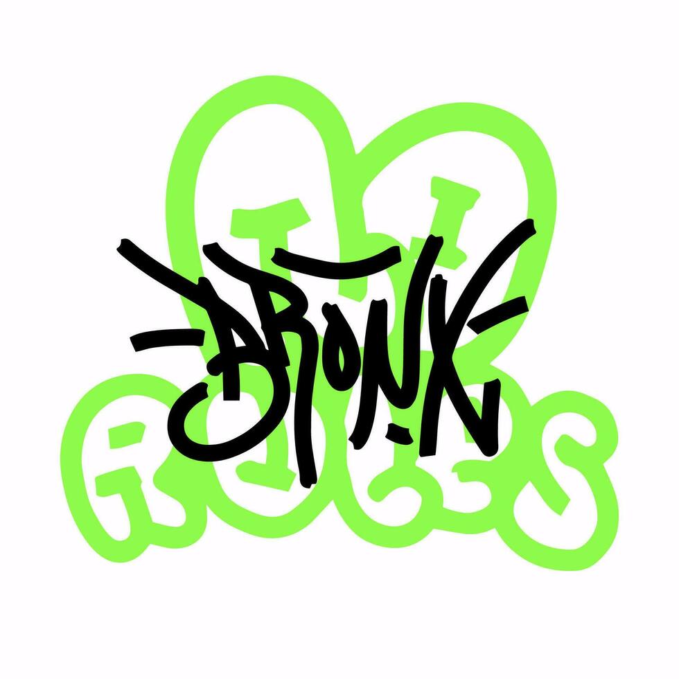 Modern graffiti with the inscription Bronx, No Rules. Marker, spray. Vector illustration for printing on fabric, logo.
