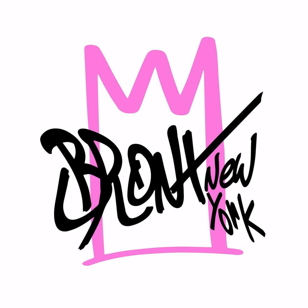 Modern graffiti with the inscription Bronx and crown. Marker, spray. Vector illustration for printing on fabric, logo.