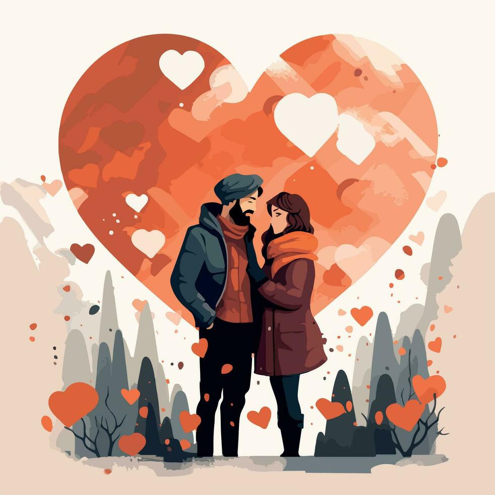 Dia Dos Namorados Valentines Amores Día De La Encantadora Tarjeta De Diseño  De La Silueta De La Pareja 3d De Corazón Ilustración del Vector -  Ilustración de concepto, papel: 245401348