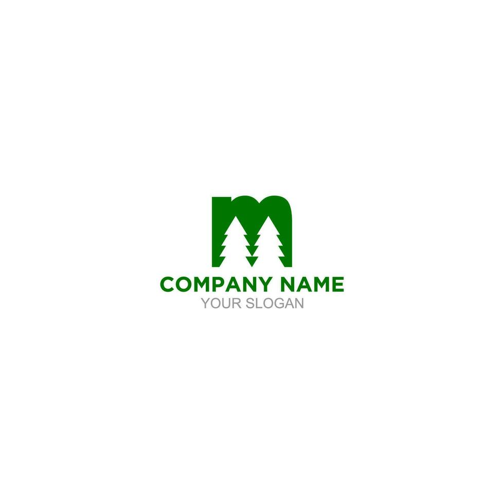 M Pines Logo Design Vector
