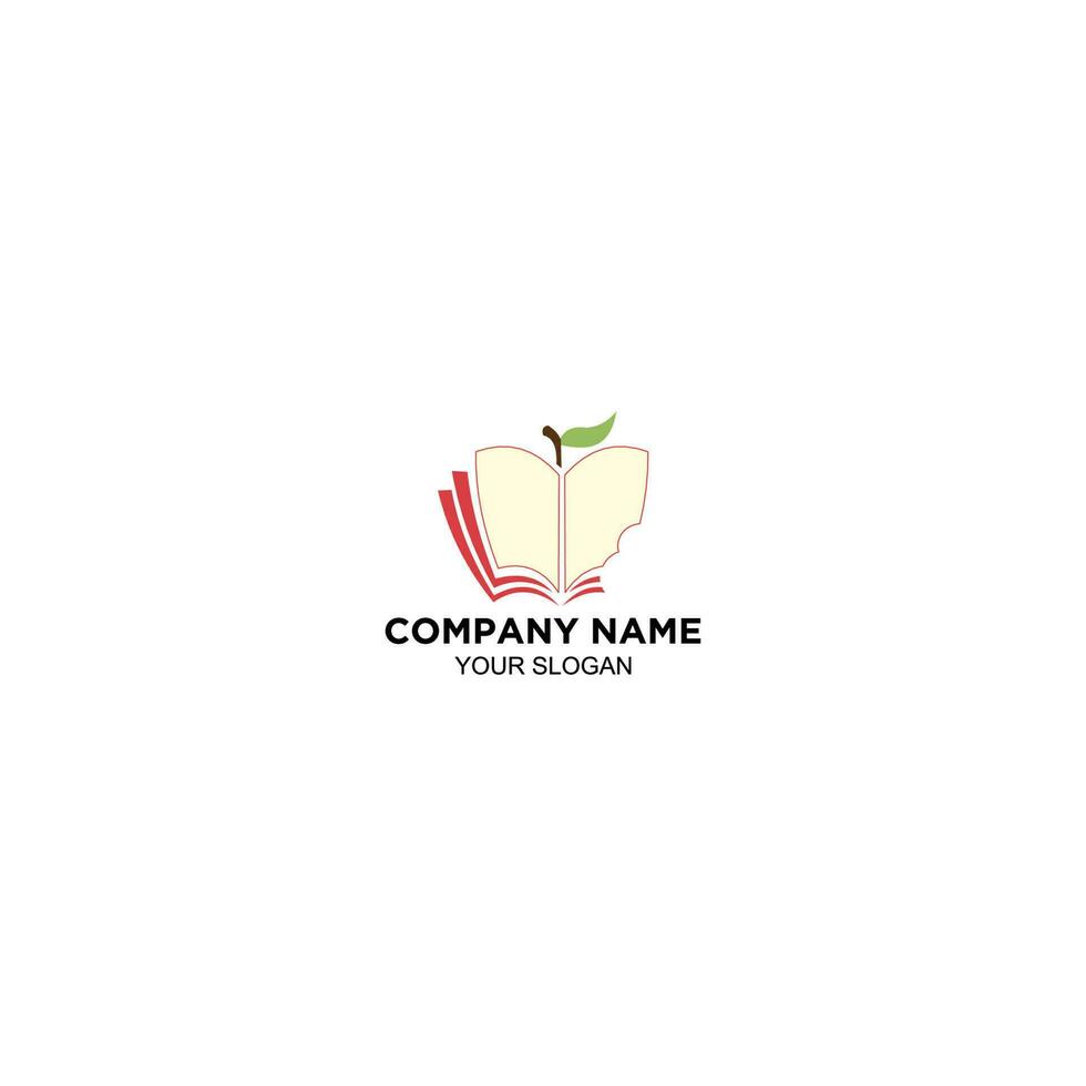 Simple apple and book logo design vector image