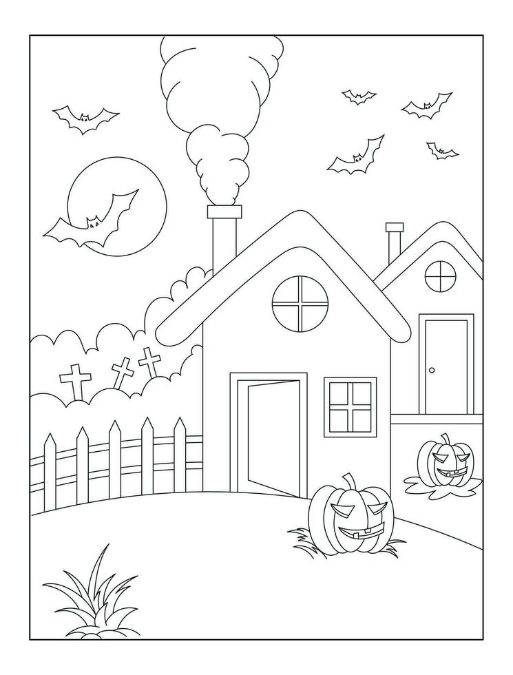 Halloween Outline Illustration , Hand Drawn Outline illustration for Coloring Book vector