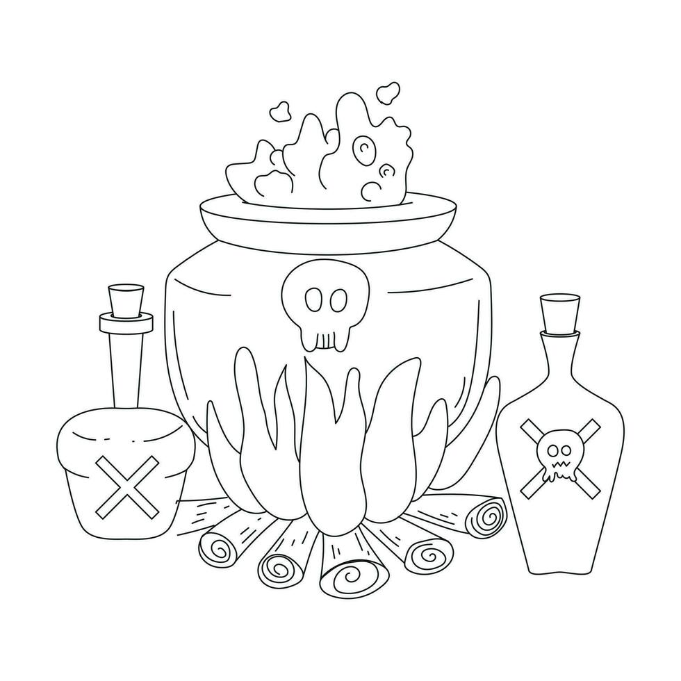 Halloween Outline Illustration , Hand Drawn Outline illustration for Coloring Book vector