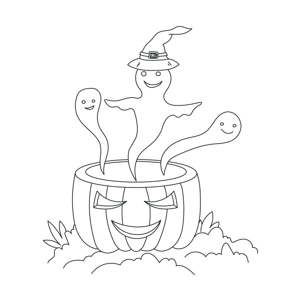 Halloween Outline Illustration , Hand Drawn Outline illustration for Coloring Book vector