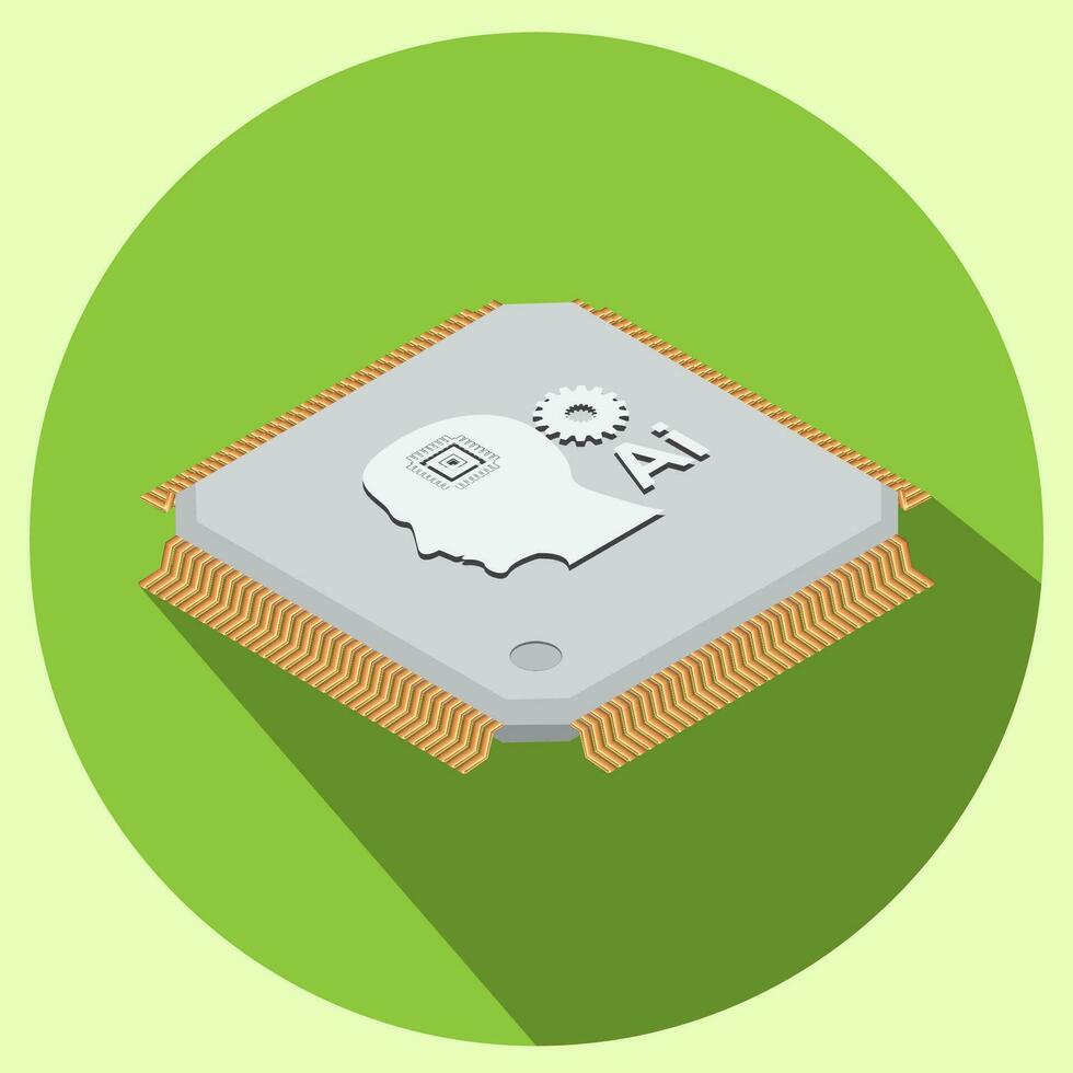 ai procesador chip en verde antecedentes. vector