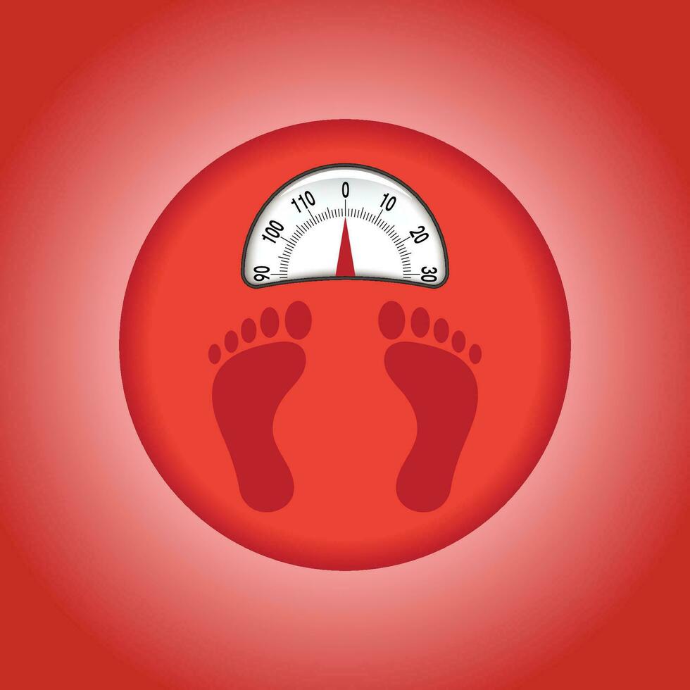 weight scales vector, red color and numbers on red background - vector illustrator.