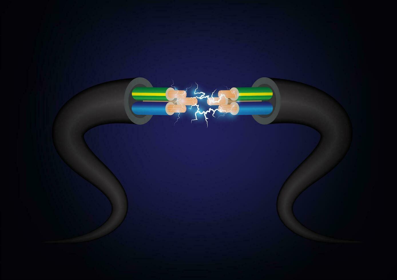 Closeup of electrical wire vector on a blue background.