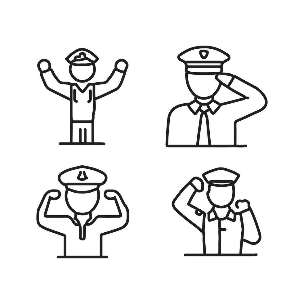 Icons set pilot on white background. pilot icon thin line outline linear pilot symbol for logo, web, app, UI. pilot icon simple sign. Vector illustration EPS 10. Editable stroke.