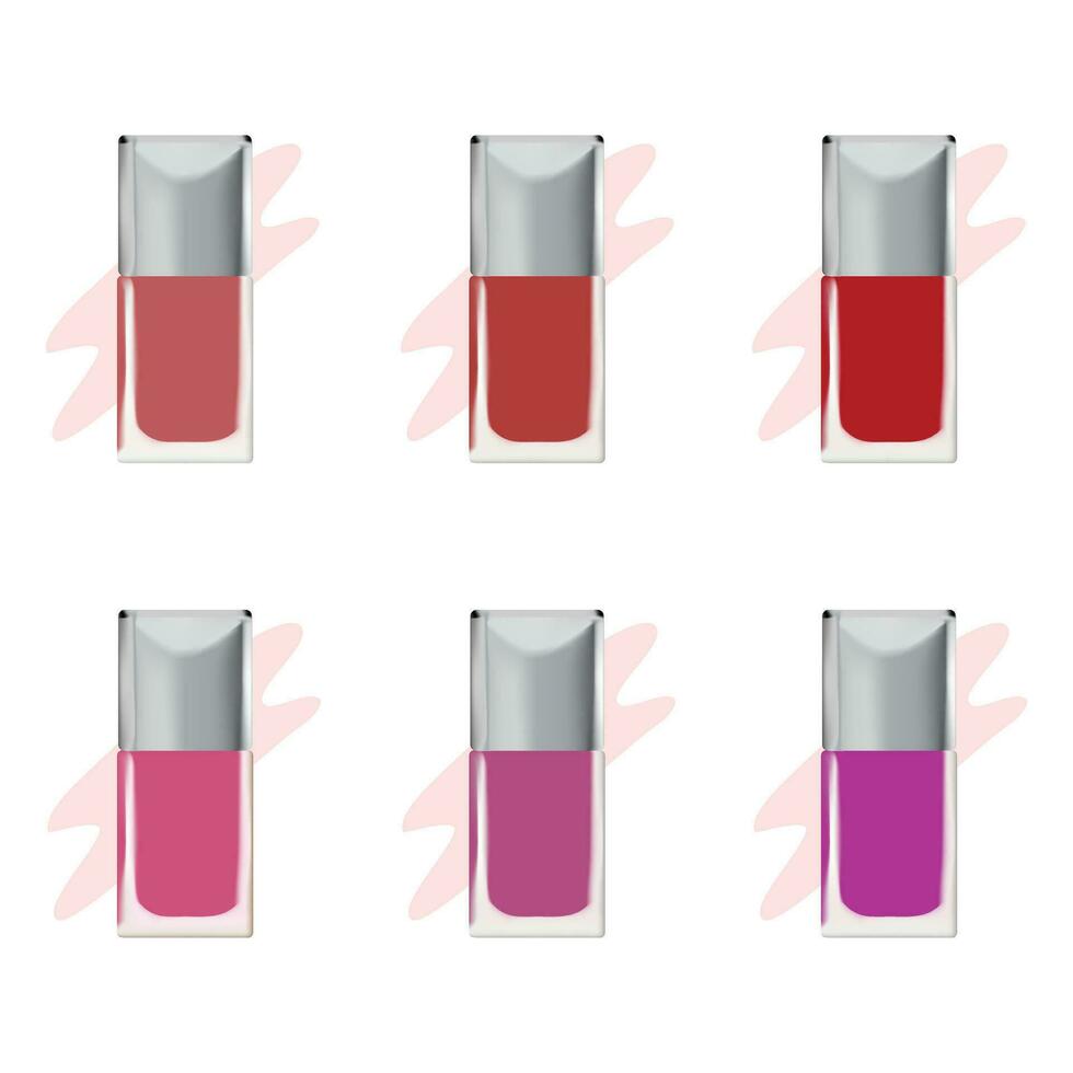 Set of color nail polish for web and advertise. Vector illustrator EPS 10.