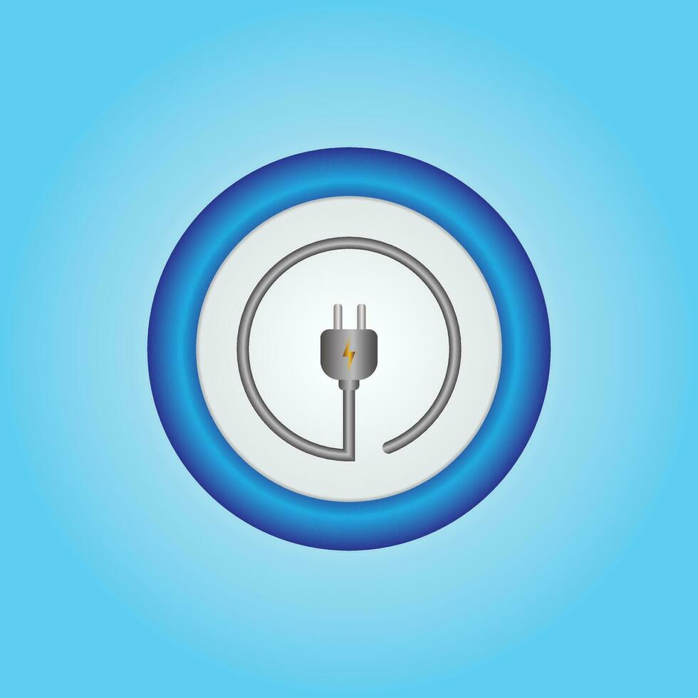 3d electric power charge charging energy on off push icon. Lightning symbol for website, mobile app, UI UX. vector