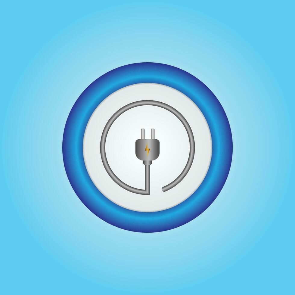 Carga de energía eléctrica 3d cargando energía en el icono de pulsación apagada. símbolo de rayo para sitio web, aplicación móvil, ui ux. vector