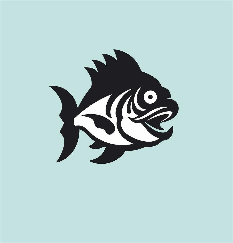 piraña pescado logo vector diseño