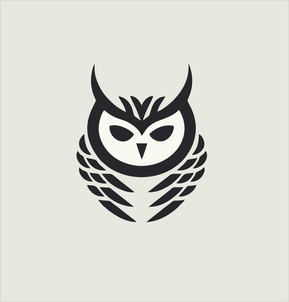 Owl head icon template for logo, emblem or badge design vector