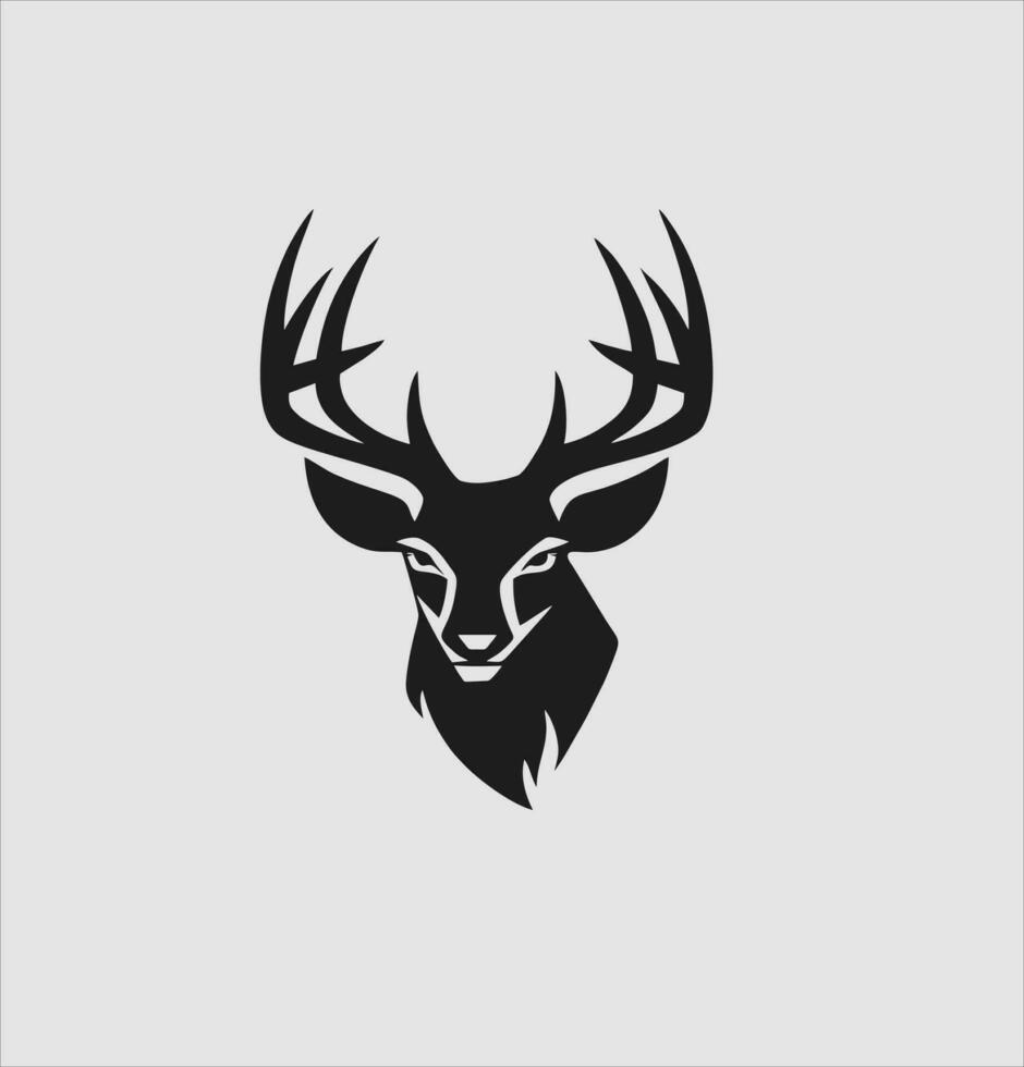 black and white deer head vector icon