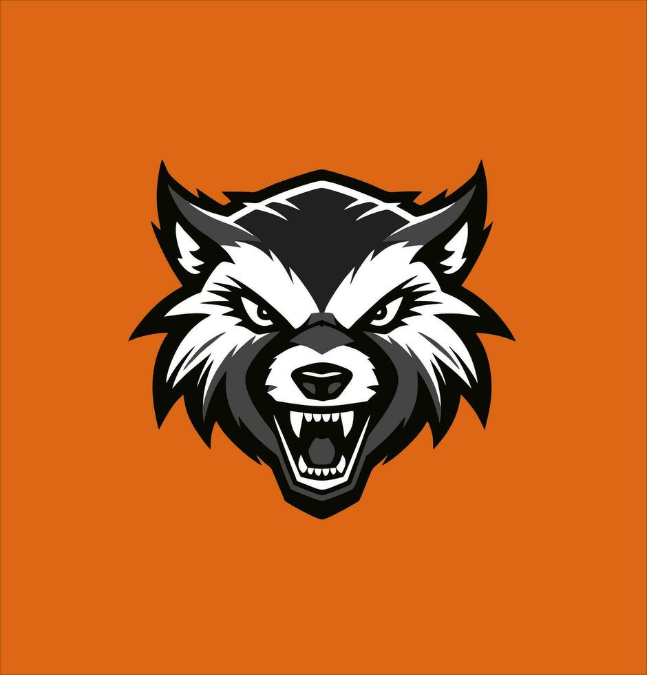 angry wolf head gaming logo design vector