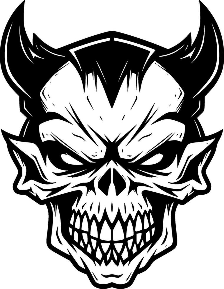 Skull, Black and White Vector illustration