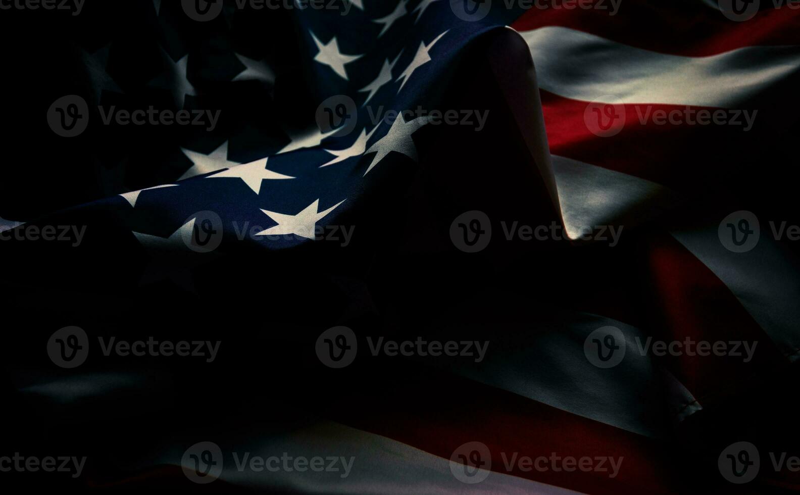 Close-up american flag, USA flag background with copy space. Top view photo