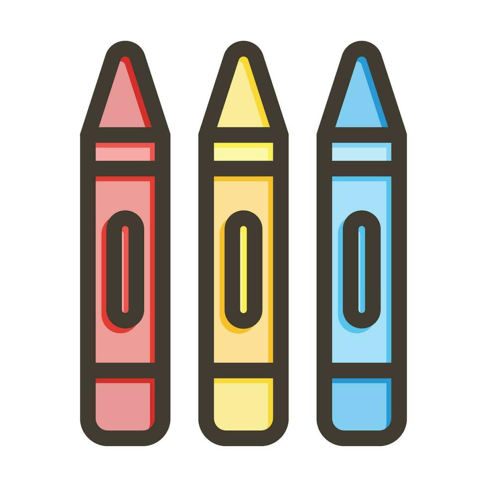 Crayons Thick Line Filled Colors For Personal And Commercial Use. vector