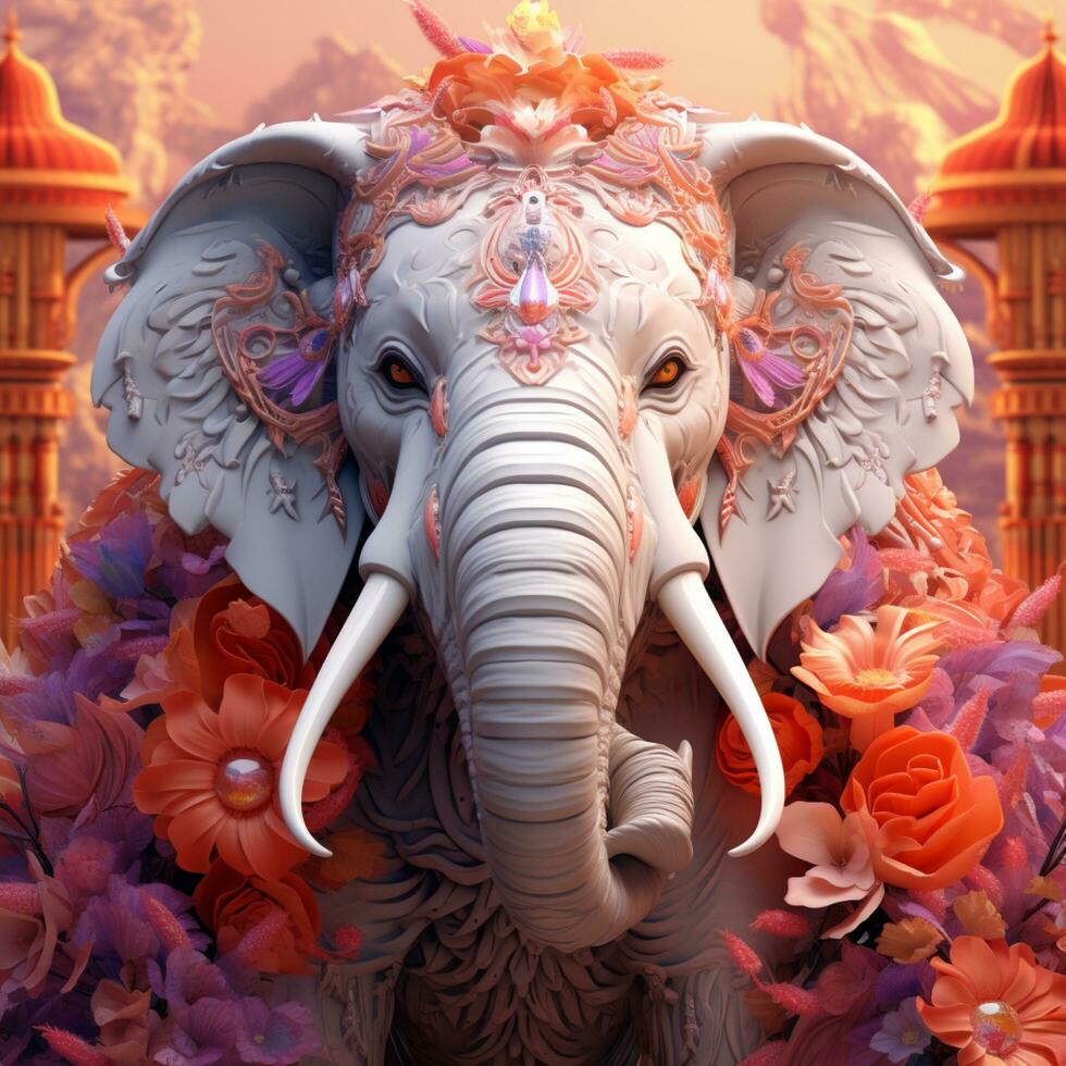 illustration elephant god decoration 3d render design photo