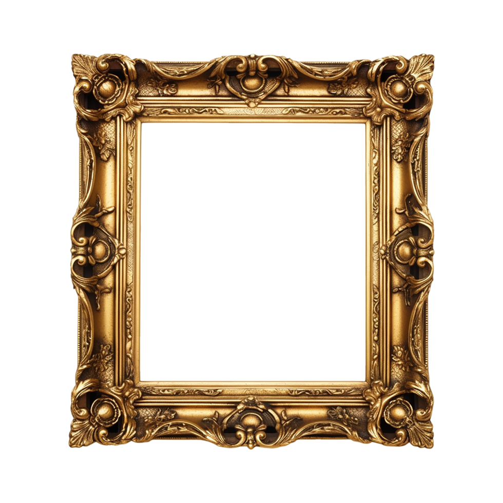 Photo Frame, Frame Png, Gold Frame Png, Transparent background, AI Generated png