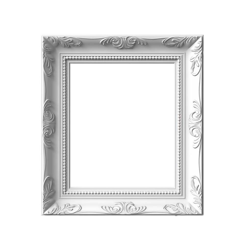 White Frame Png, White Luxury Frame, Transparent Background, AI Generated png