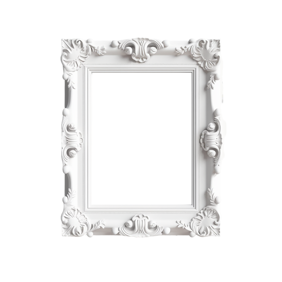White Frame Png, White Luxury Frame, Transparent Background, AI