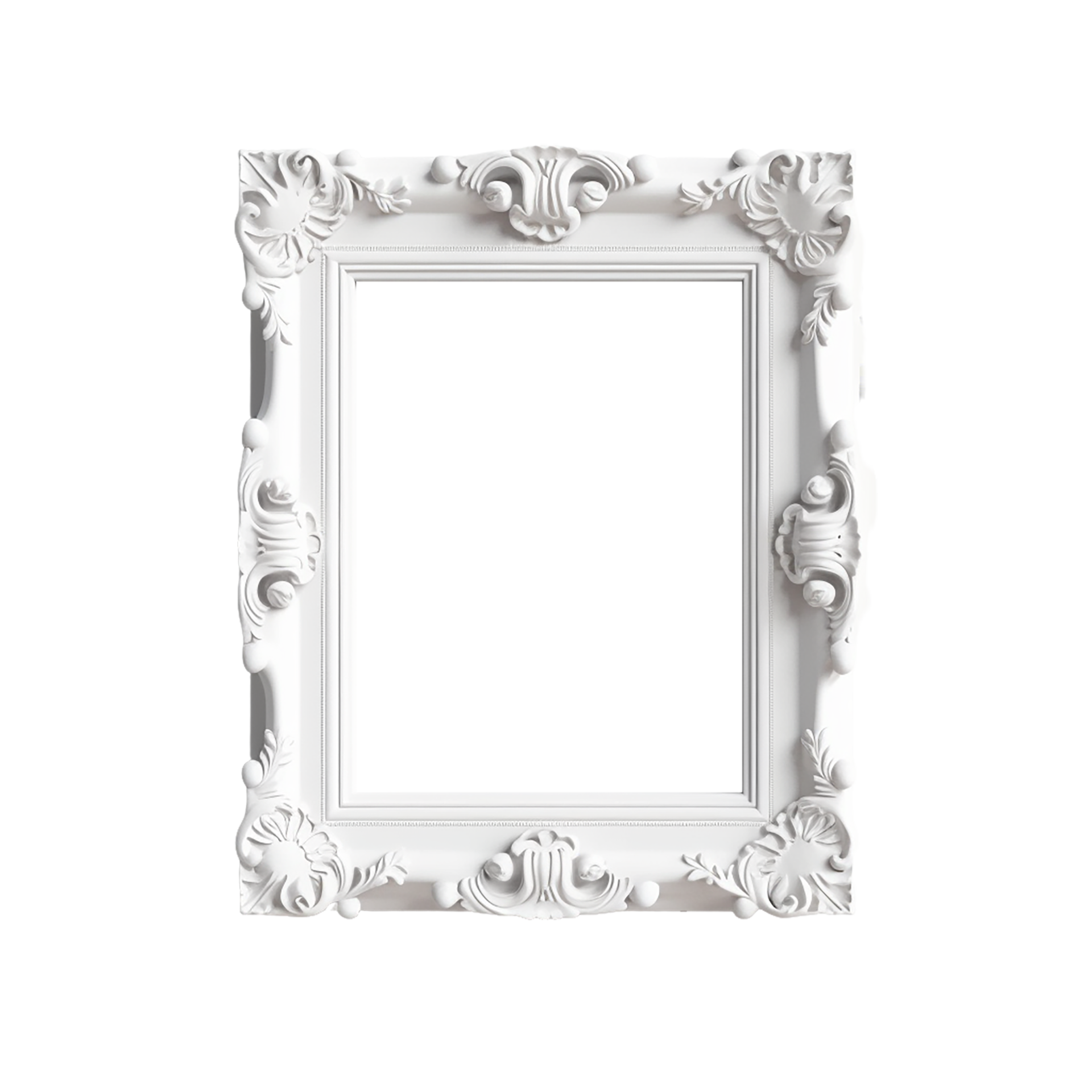 White Frame Png, White Luxury Frame, Transparent Background, AI