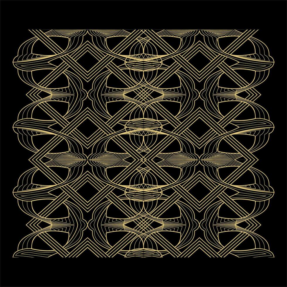 Art Deco Black Gold Line Pattern Ornament Wallpaper Background vector