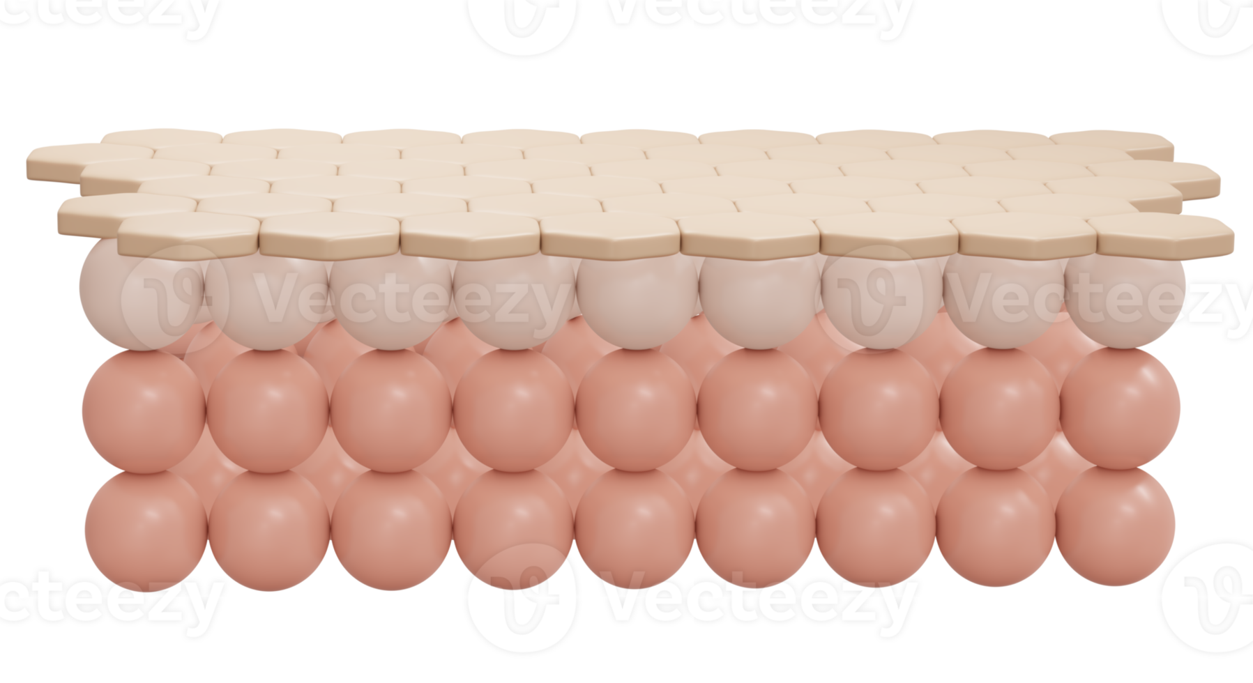 3d rendering of hexagon pattern closeup of clean perfect skin cell layer for cosmetic advertise. 3D Render illustration. png