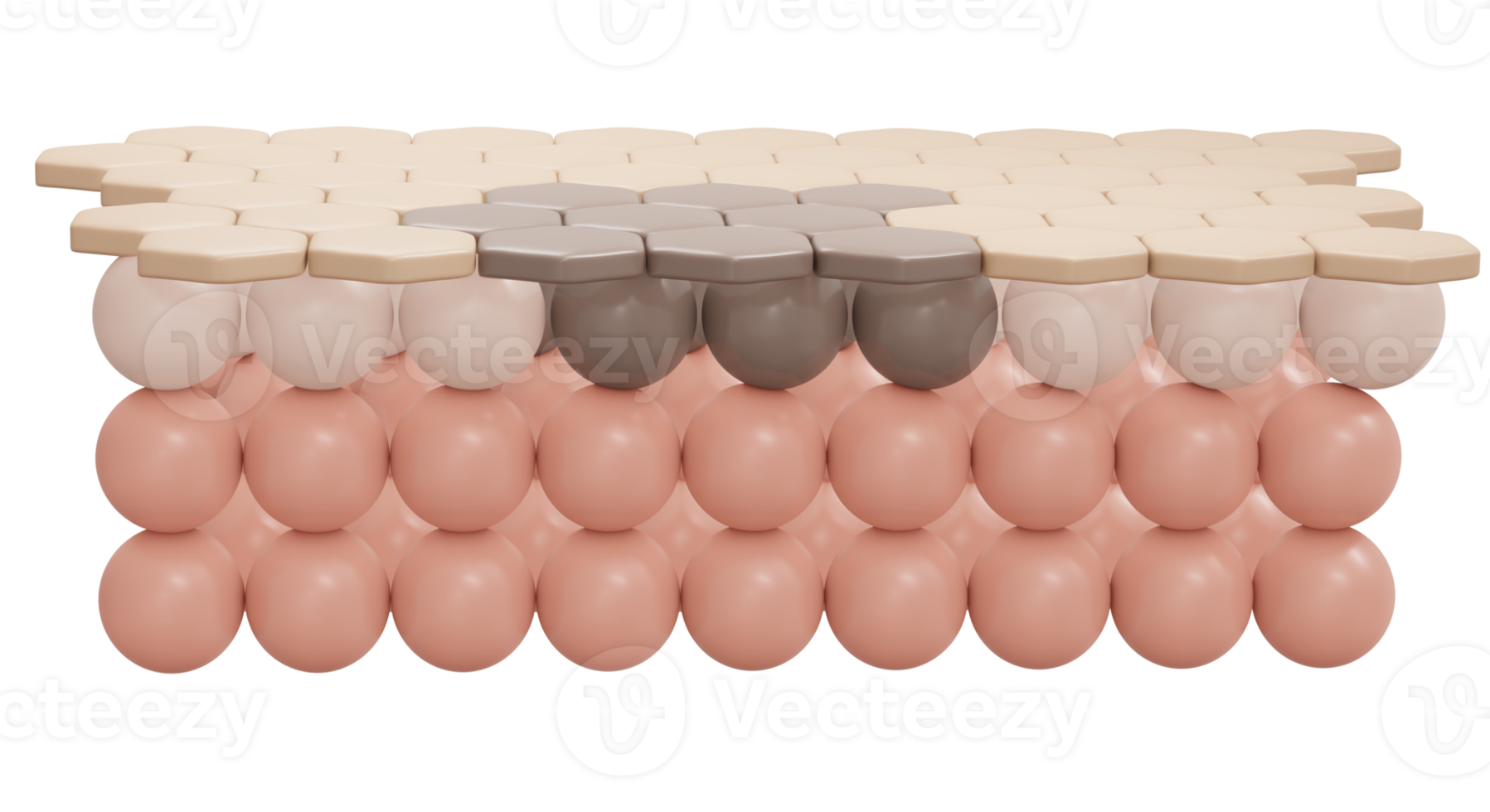 3d rendering of skin cell with dark spot layer for cosmetic advertise. 3D Render illustration. png