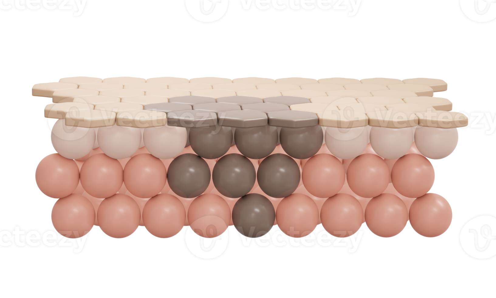 3d rendering of skin cell with dark spot layer for cosmetic advertise. 3D Render illustration. png