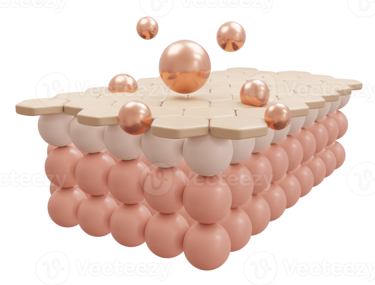 3d le rendu de sérum crème et vitamine laissez tomber sur fermer peau cellule couche pour cosmétique afficher. 3d rendre illustration. png