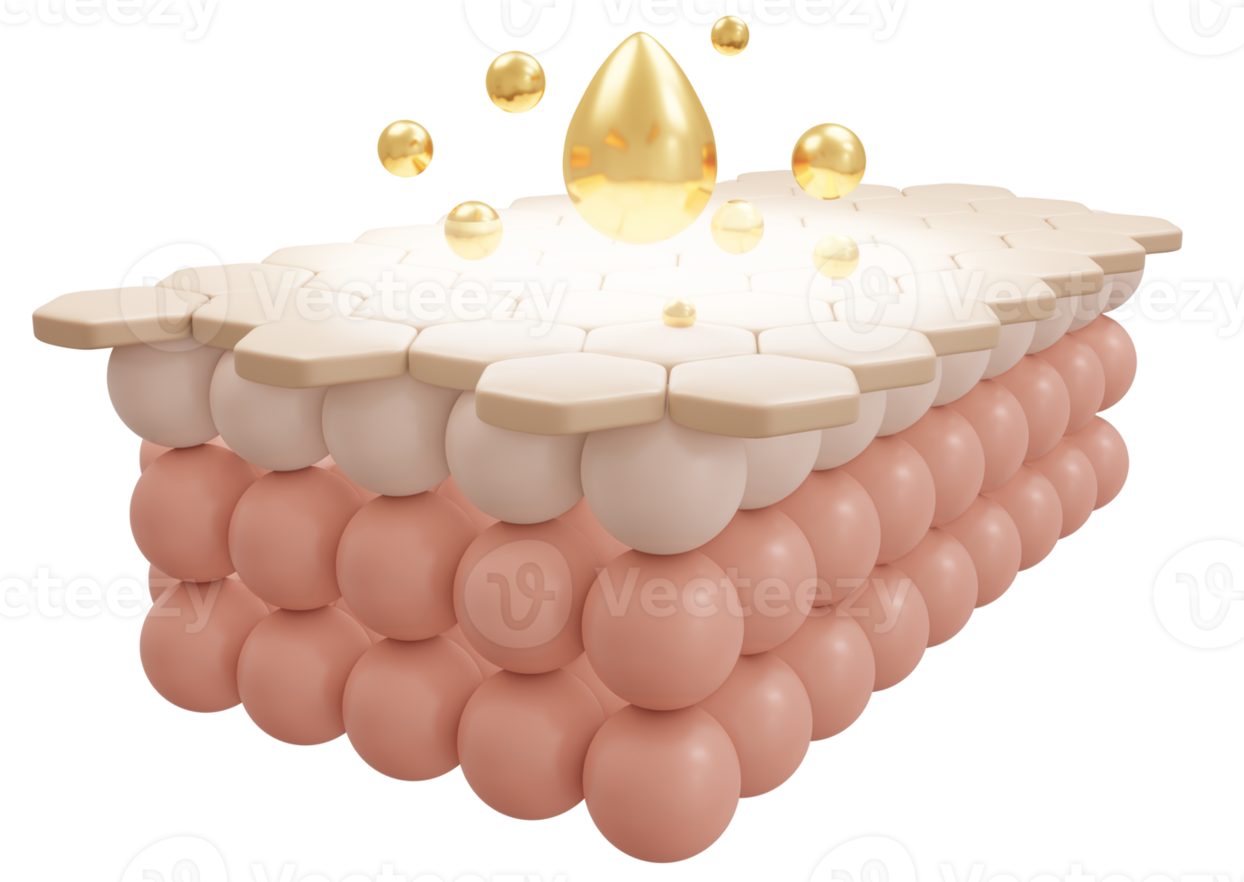 3d rendering of serum cream and vitamin drop on closeup skin cell layer for cosmetic advertise. 3D Render illustration. png