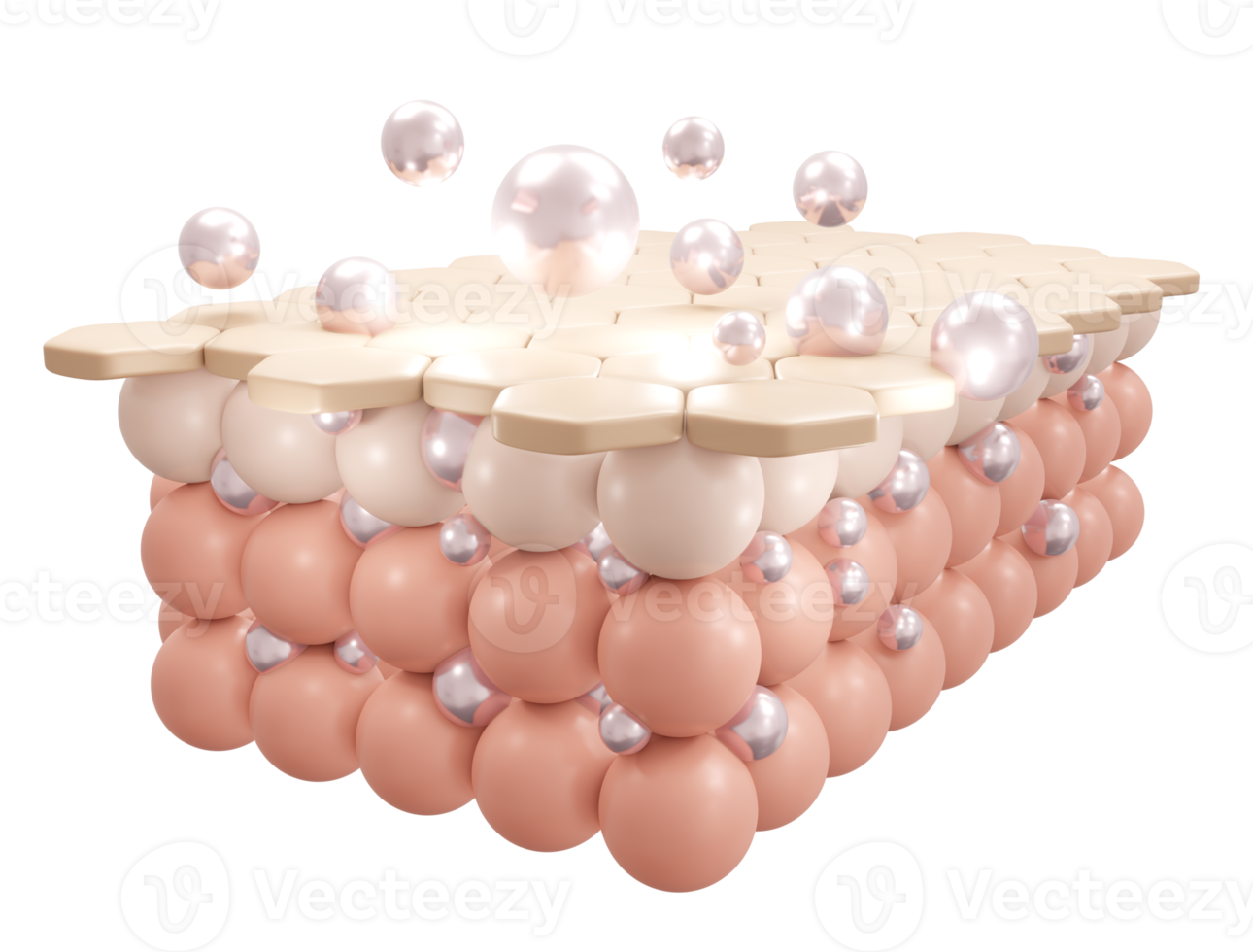 3d rendering of serum cream and vitamin drop on closeup skin cell layer for cosmetic advertise. 3D Render illustration. png