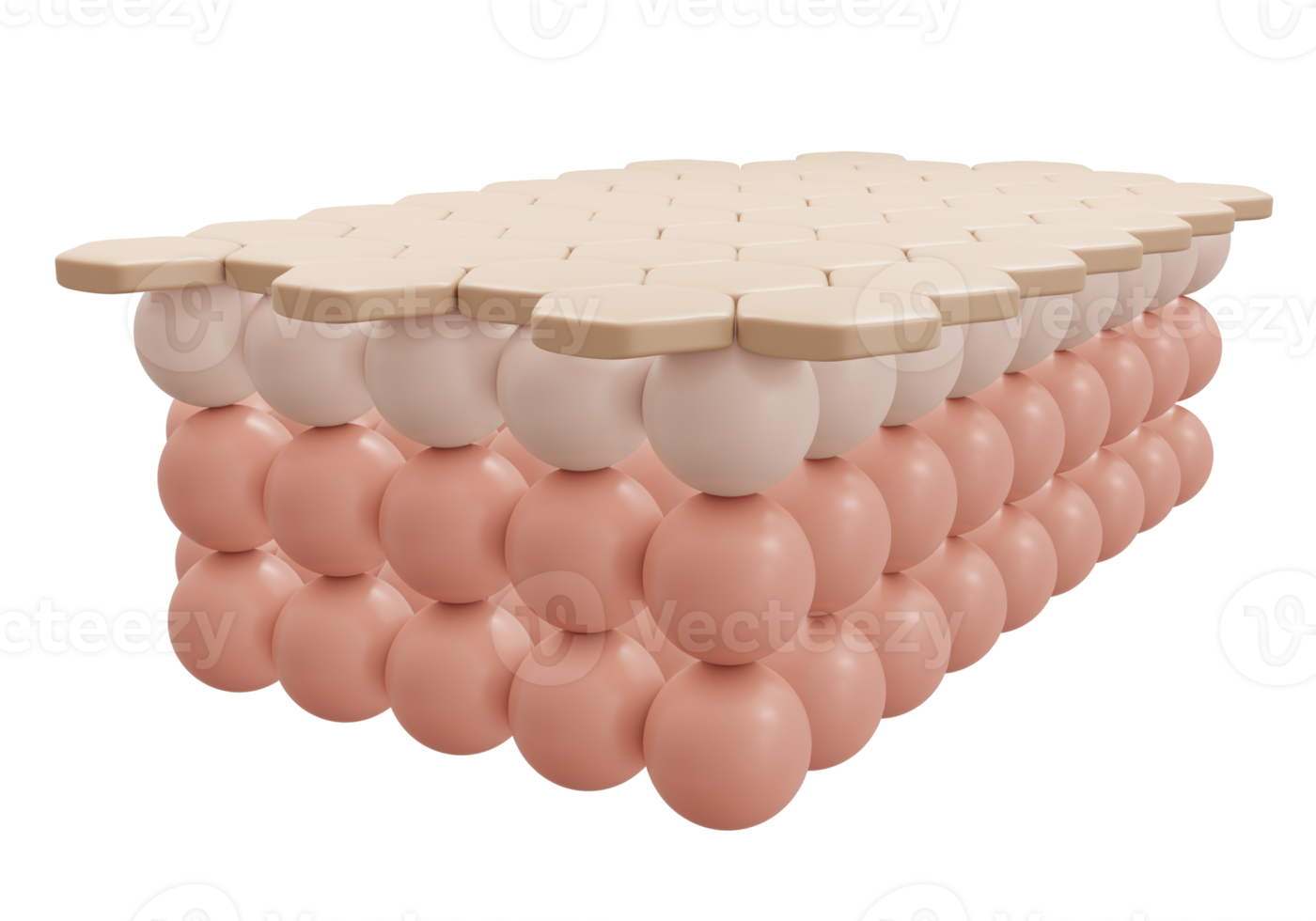 3d rendering of hexagon pattern closeup of clean perfect skin cell layer for cosmetic advertise. 3D Render illustration. png