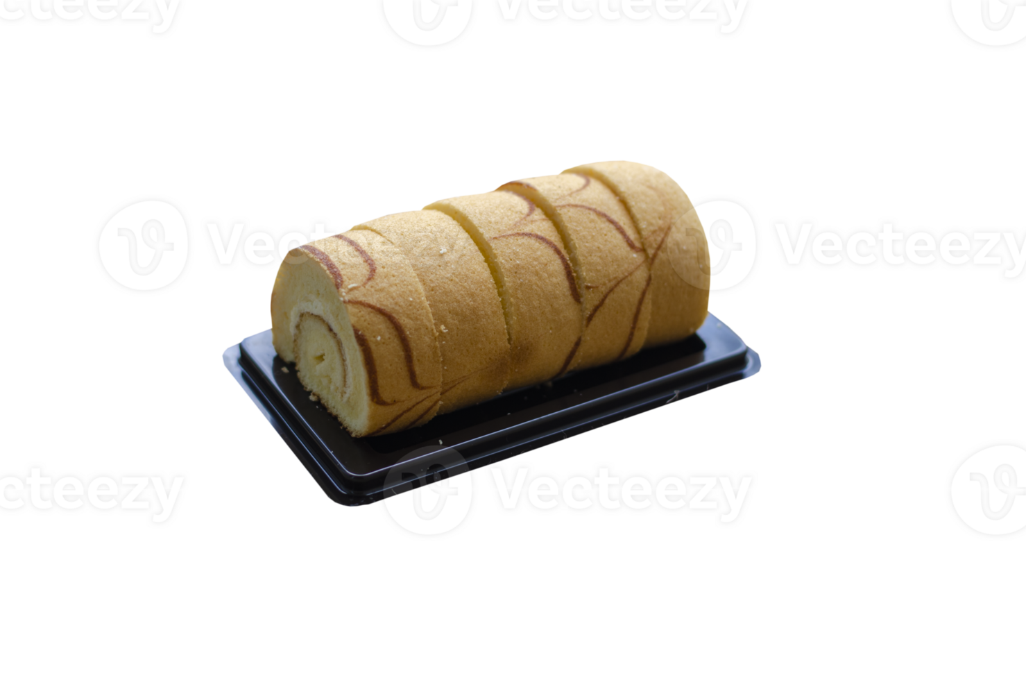 Mini vanilla roll cake, swiss roll cake or sponge roll with Vanilla flavor for a coffee break. Thai call Jam Rolls. on transparent background png