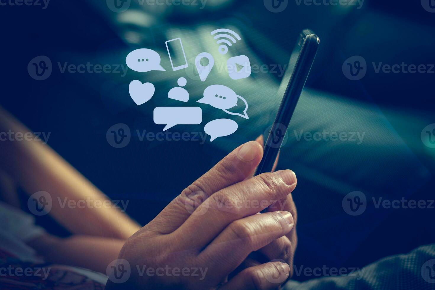 Social media Communicate anywhere and anytime, Social media concepts. photo
