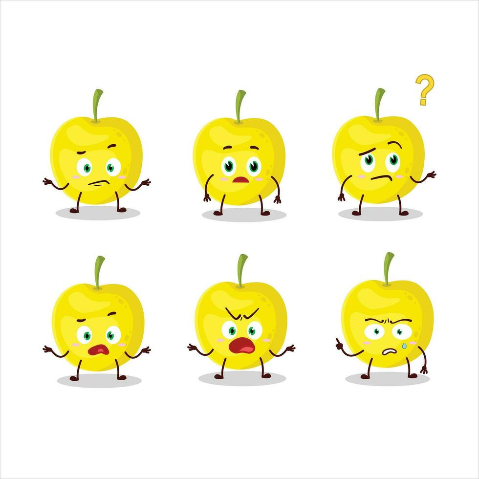 dibujos animados personaje de amarillo Cereza con qué expresión vector